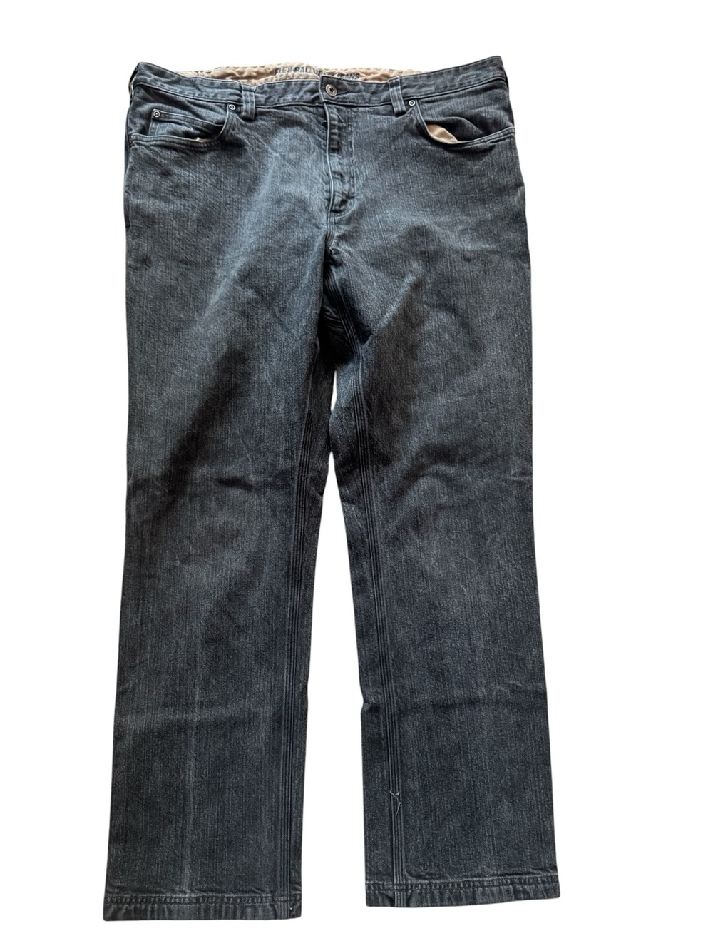 Duluth Trading Flex Ballroom Jeans Mens 42x34 Gray Black Stretch Work Pants